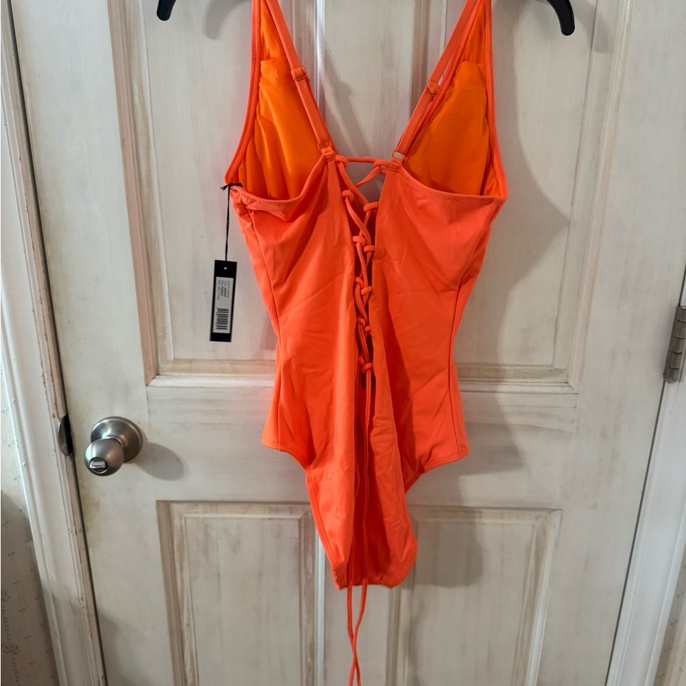 New With Tag Orange Ta3 Plungey Women's One Piece Swimsuit - Picture 2 of 5